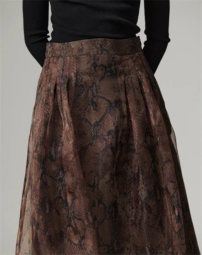 Day Birger et Mikkelse - DAYChai Organza Nederdel - Brown Snakey